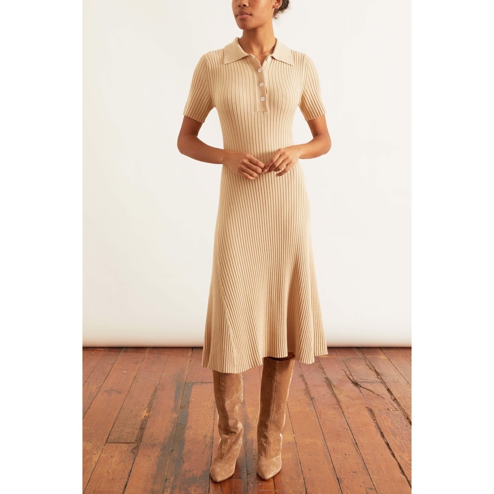 SAMSOE Beige Ribbed Knit Dress - Picture 10 of 16